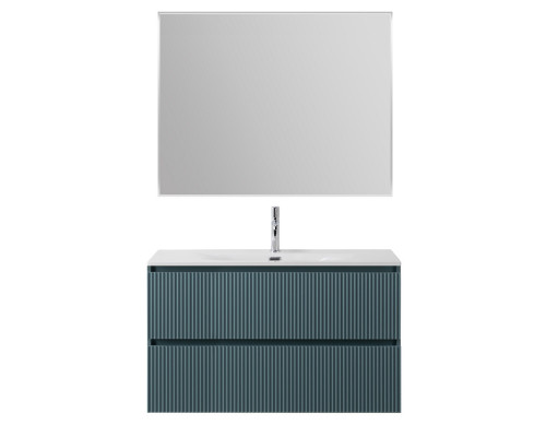 Тумба с раковиной подвесная 100 см, BelBagno UNO-MINI-1000-2C-SO-AO Голубой матовый, раковина белая BB-8099-3-100