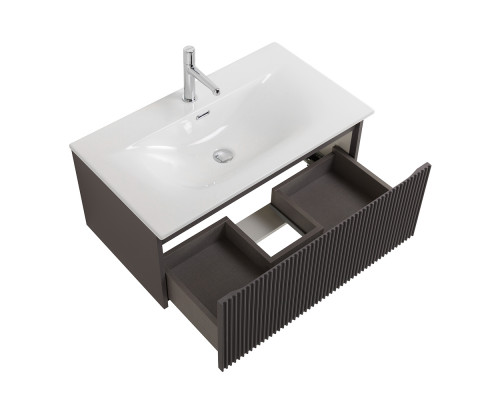 Тумба с раковиной подвесная 80 см, BelBagno UNO-800-1C-SO-GSO Темно-Серый матовый, раковина белая BB-8099-80