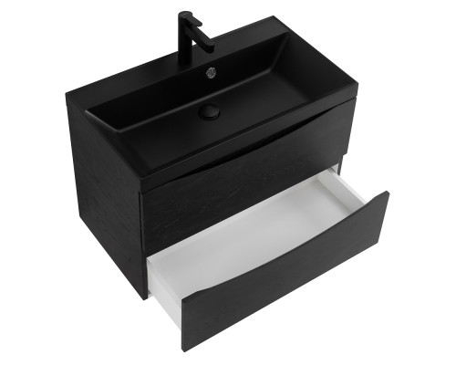 Тумба с раковиной подвесная BelBagno MARINO-800 Rovere Cioccolato Amaro, раковина  BB800/450-LV-ART-AST-NERO