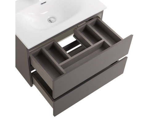 Тумба с раковиной подвесная BelBagno KRAFT-700-2C-SO-GSO, 70см, Темно-Серый Матовый, раковина белая BB-8099-70