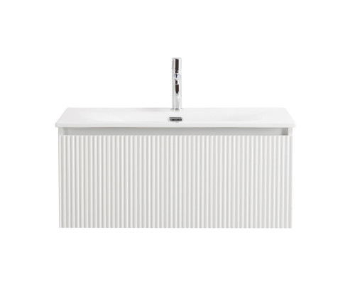 Тумба с раковиной подвесная 100 см, BelBagno UNO-1000-1C-SO-BO Bianco Opaco, раковина белая BB-8099-100