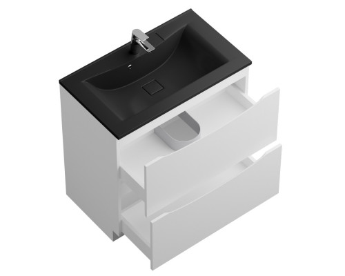 Тумба с раковиной напольная BelBagno MARINO-800 Bianco Lucido, раковина чёрная BB800/450-LV-ART-PR-NERO