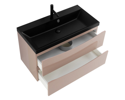 Тумба с раковиной подвесная BelBagno MARINO-800 Capucino Lucido, раковина черная BB800/450-LV-MR-AST-NERO