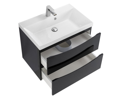 Тумба с раковиной подвесная BelBagno MARINO-600 Nero Lucido, раковина белая