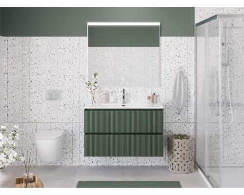 Тумба с раковиной подвесная 90 см, BelBagno UNO-MINI-900-2C-SO-VO Еловый матовый, раковина белая BB-8099-3-90