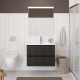 Тумба с раковиной подвесная 80 см, BelBagno UNO-800-2C-SO-GSO Темно-Серый матовый, раковина белая BB-8099-80