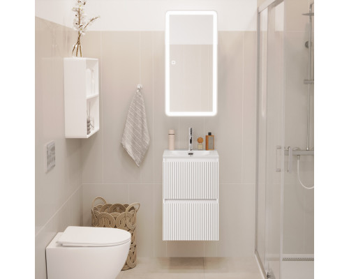 Тумба с раковиной подвесная 40 см, BelBagno UNO-MINI-400-2C-SO-BO Белая матовая, раковина белая BB-8099-3-40