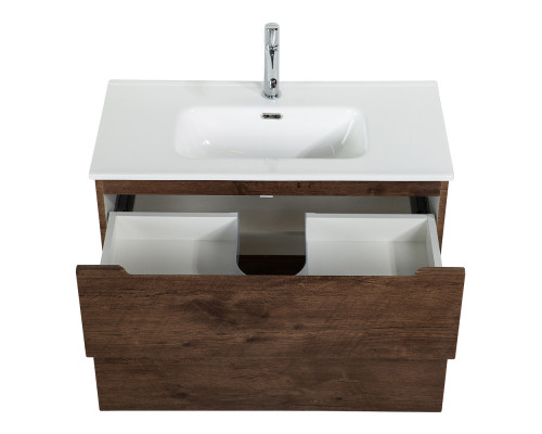 Тумба с раковиной подвесная 80 см, BelBagno ETNA39-800/390-2C-SO-RW-P Rovere Moro, раковина BB800/390ETL белая