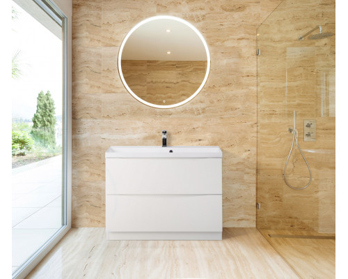 Тумба с раковиной напольная BelBagno MARINO-800 Bianco Lucido, раковина белая BB800/450-LV-MR-AST