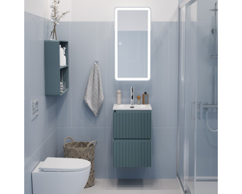 Тумба с раковиной подвесная 40 см, BelBagno UNO-MINI-400-2C-SO-AO Голубой матовый, раковина белая BB-8099-3-40