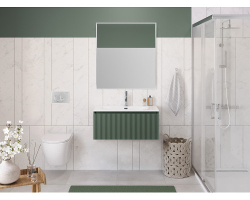 Тумба с раковиной подвесная 80 см, BelBagno UNO-800-1C-SO-VO Еловый матовый, раковина белая BB-8099-80