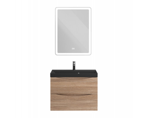 Тумба с раковиной для ванной BelBagno MARINO-600 Rovere Bianco, раковина черная BB600/450-LV-ART-AST-NERO