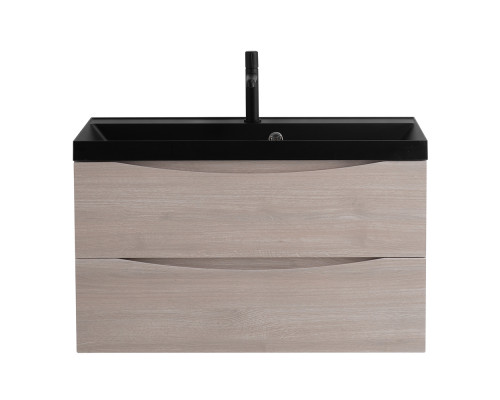 Тумба с раковиной подвесная BelBagno MARINO-800 Rovere Grigio, раковина черная BB800/450-LV-ART-AST-NERO