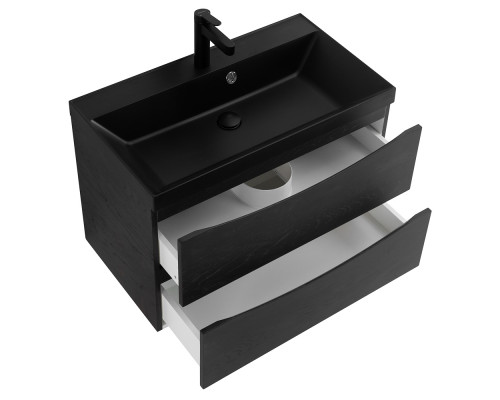 Тумба с раковиной подвесная BelBagno MARINO-800 Rovere Cioccolato Amaro, раковина  BB800/450-LV-ART-AST-NERO