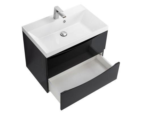 Тумба с раковиной подвесная BelBagno MARINO-600 Nero Lucido, раковина белая