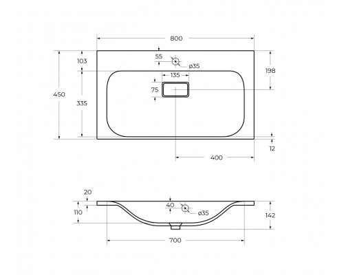 Тумба с раковиной подвесная BelBagno Marino-800, Bianco Lucido, раковина белая BB800/450-LV-MR-FT