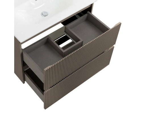 Тумба с раковиной подвесная 90 см, BelBagno UNO-900-2C-SO-CO Бежевый матовый, раковина белая BB-8099-90