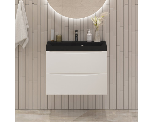 Тумба с раковиной подвесная BelBagno MARINO-700 Bianco Lucido, раковина черная BB700/450-LV-ART-AST-NERO
