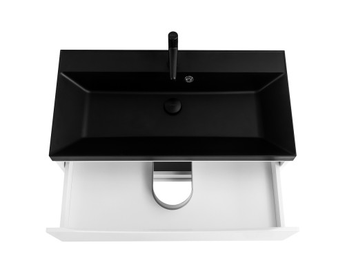 Тумба с раковиной подвесная BelBagno Marino-800, Bianco Lucido, раковина черная BB800/450-LV-MR-AST-NERO