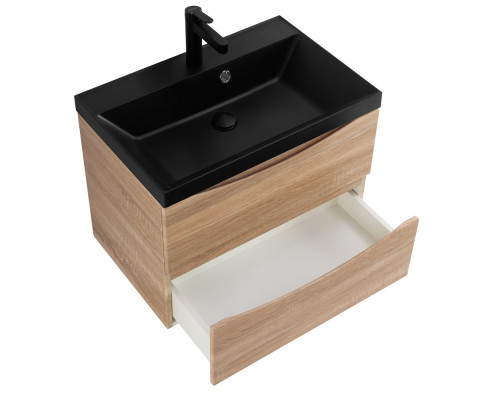 Тумба с раковиной подвесная BelBagno MARINO-700 Rovere Bianco, раковина чёрная BB700/450-LV-ART-AST-NERO