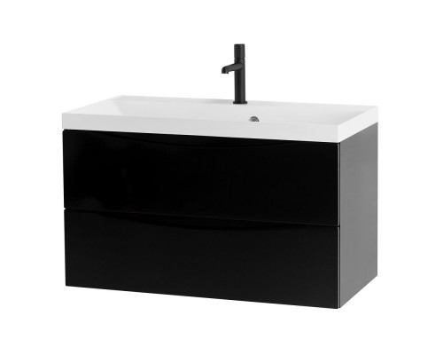 Тумба с раковиной подвесная BelBagno MARINO-800 Nero Lucido, раковина белая BB800/450-LV-MR-AST