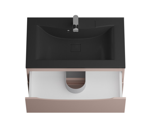 Тумба с раковиной подвесная BelBagno MARINO-800 Capucino Lucido, раковина чернаяBB800/450-LV-ART-PR-NERO