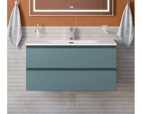 Тумба с раковиной подвесная BelBagno KRAFT-1000-2C-SO-AO, 100 см, голубой матовый, раковина белая BB-8099-100