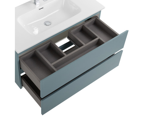 Тумба с раковиной подвесная BelBagno KRAFT-900-2C-SO-AO, 90 см, Голубой матовый, раковина белая BB1000ETL