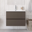 Тумба с раковиной подвесная 90 см, BelBagno UNO-900-2C-SO-CO Бежевый матовый, раковина белая BB-8099-90