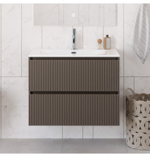 Тумба с раковиной подвесная 90 см, BelBagno UNO-900-2C-SO-CO Бежевый матовый, раковина белая BB-8099-90