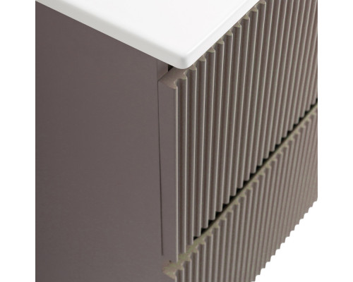 Тумба с раковиной подвесная 120 см, BelBagno UNO-1200-4C-SO-СO Бежевый матовый, раковина белая BB-8099-120-2 с 2-я чашами