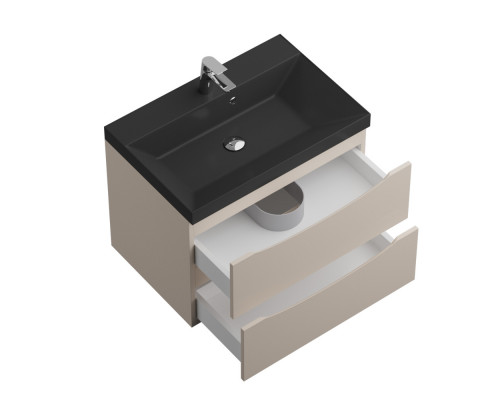 Тумба с раковиной подвесная BelBagno MARINO-700 Crema Opaco, раковина чёрная BB700/450-LV-ART-AST-NERO