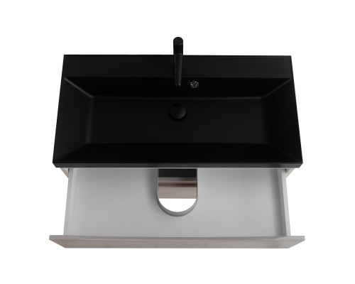 Тумба с раковиной подвесная BelBagno MARINO-800 Rovere Grigio, раковина черная BB800/450-LV-ART-AST-NERO