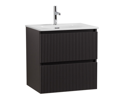 Тумба с раковиной подвесная 60 см, BelBagno UNO-600-2C-SO-GSO Темно-Серый матовый, раковина белая BB-8099-60