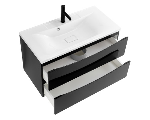 Тумба с раковиной подвесная BelBagno MARINO-800 Nero Lucido, раковина белая BB800/450-LV-MR-PR