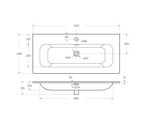 Мебель для ванной подвесная CEZARES DUET-N-1000-2C-SO-FBS-P Ясень Белый Софт