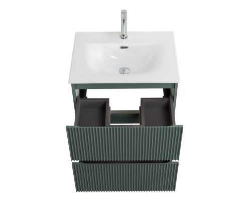 Тумба с раковиной подвесная 60 см, BelBagno UNO-600-2C-SO-VO Еловый матовый, раковина белая BB-8099-60