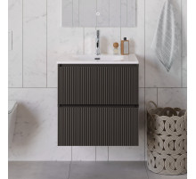 Тумба с раковиной подвесная 70 см, BelBagno UNO-700-2C-SO-GSO Темно-Серый матовый, раковина белая BB-8099-70