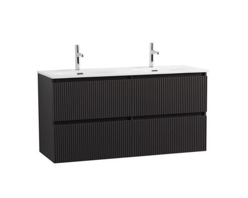 Тумба с раковиной подвесная 120 см, BelBagno UNO-1200-4C-SO-GSO Темно-Серый матовый, раковина белая BB-8099-120-2 с 2-я чашами