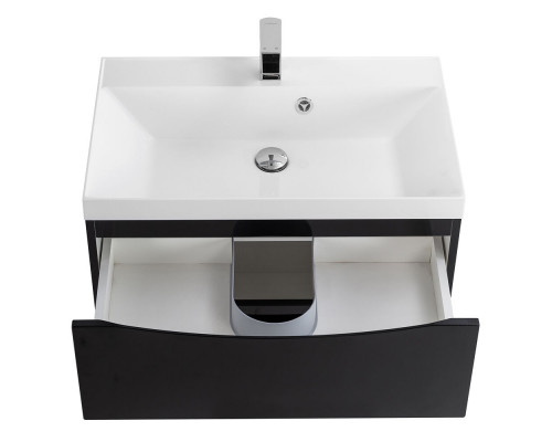 Тумба с раковиной подвесная BelBagno MARINO-600 Nero Lucido, раковина белая