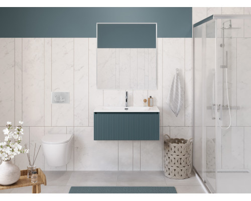 Тумба с раковиной подвесная 80 см, BelBagno UNO-800-1C-SO-AO Голубой матовый, раковина белая BB-8099-80