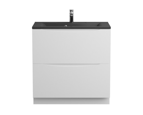 Тумба с раковиной напольная BelBagno MARINO-800 Bianco Lucido, раковина чёрная BB800/450-LV-ART-PR-NERO