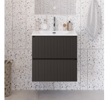 Тумба с раковиной подвесная 50 см, BelBagno UNO-MINI-500-2C-SO-GSO Темно-Серый матовый, раковина белая BB-8099-3-50