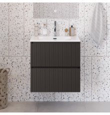 Тумба с раковиной подвесная 50 см, BelBagno UNO-MINI-500-2C-SO-GSO Темно-Серый матовый, раковина белая BB-8099-3-50