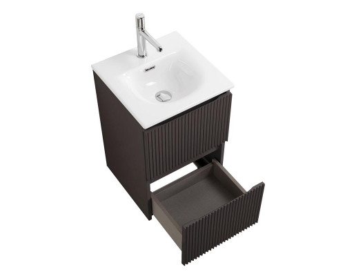 Тумба с раковиной подвесная 40 см, BelBagno UNO-MINI-400-2C-SO-GSO Темно-Серый матовый, раковина белая BB-8099-3-40