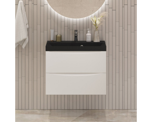 Тумба с раковиной подвесная BelBagno MARINO-600 Bianco Opaco, раковина чёрная BB600/450-LV-ART-AST-NERO