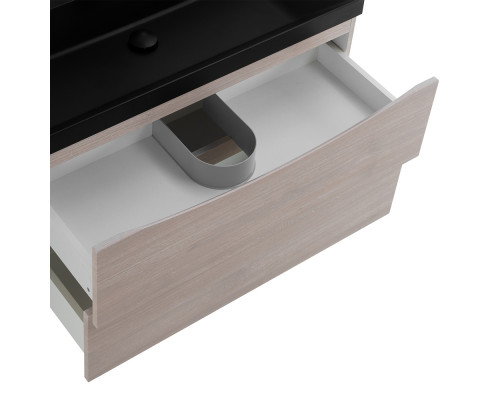 Тумба с раковиной подвесная BelBagno MARINO-800 Rovere Grigio, раковина черная BB800/450-LV-ART-AST-NERO