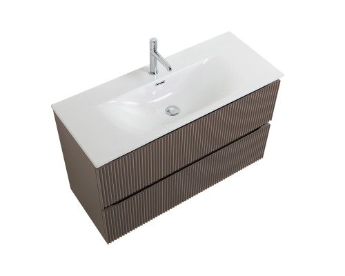 Тумба с раковиной подвесная 100 см, BelBagno UNO-MINI-1000-2C-SO-СO Бежевый матовый, раковина белая BB-8099-3-100