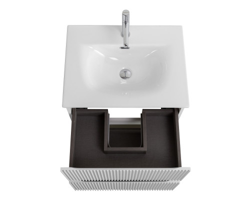 Тумба с раковиной подвесная 60 см, BelBagno UNO-MINI-600-2C-SO-BO Белая матовая, раковина белая BB-8099-3-60