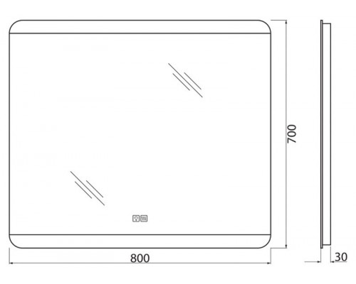 Зеркало с встроенным светильником, сенсорным выключателем и подогревом BelBagno SPC-CEZ-800-700-LED-TCH-WARM